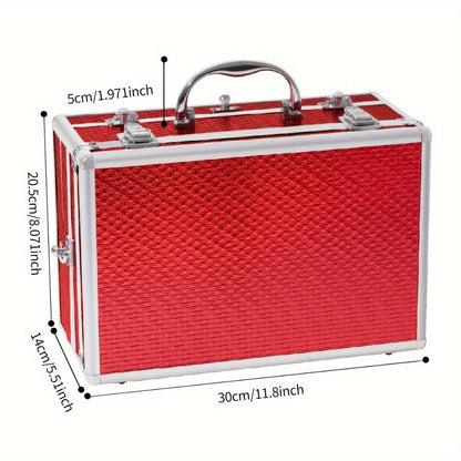 106-Piece Makeup Case Set with Red or Silver Carry Case, Fold-Out Color Palettes, Lip Products and Ten Makeup Brushes