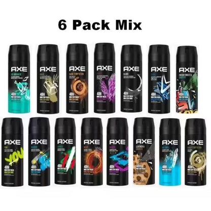 Axe Body Spray 6-Pack Variety Set 150ml Men's Fragrance Bundle – Long Lasting Bold Scents Deodorant Spray for Men Gym Travel Daily Use 5 fl