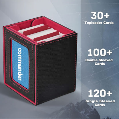 Windowed Trading Card Deck Box with Two Dividers and Five Black Accent Color Options for Organized Storage