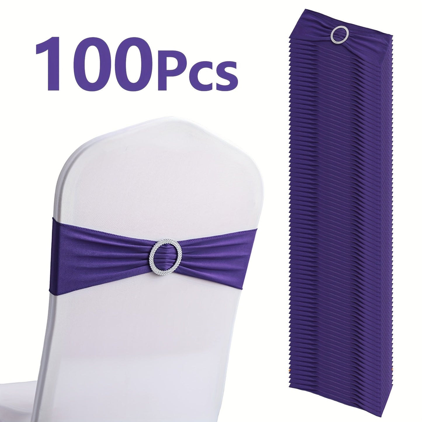 Chair Sashes for Wedding 100pcs Stretch Spandex Elastic Chair Sash Bands with Buckle for Dining Chairs Banquet Party Event Decor