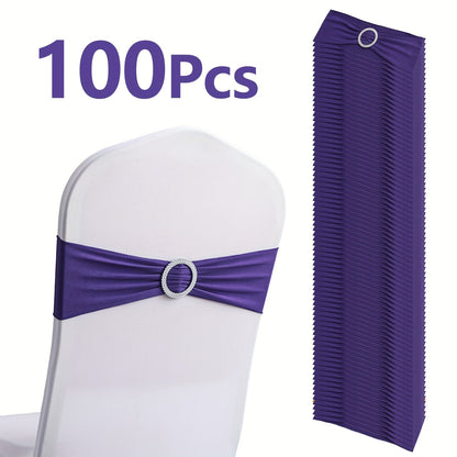 Chair Sashes for Wedding 100pcs Stretch Spandex Elastic Chair Sash Bands with Buckle for Dining Chairs Banquet Party Event Decor