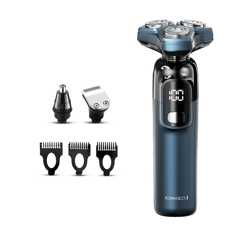 Rotary Shaver for Men 3-in-1 Cordless Rechargeable Electric Razor - Floating Head Wet Dry Shaver