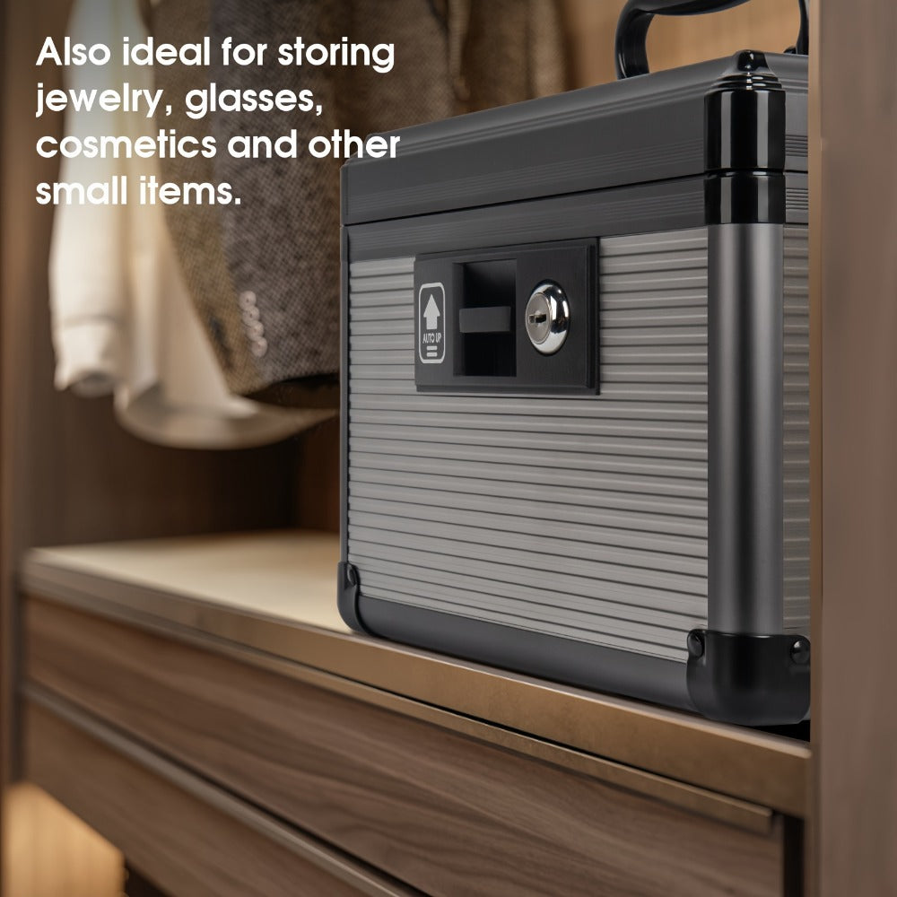 Aluminum Alloy Lockable Medicine Box – Double Layer Large Capacity Storage Box with Key Lock, Handle & Tray for Medicines