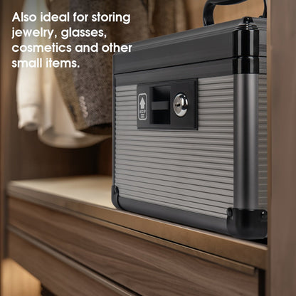 Aluminum Alloy Lockable Medicine Box – Double Layer Large Capacity Storage Box with Key Lock, Handle & Tray for Medicines