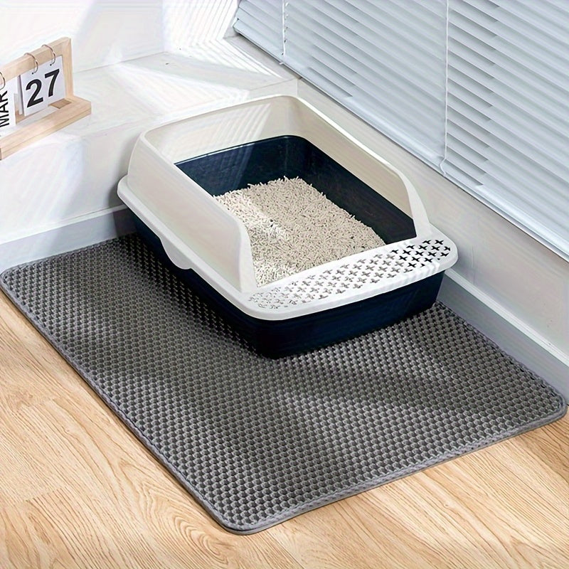 Cat Litter Mat Honeycomb Double Layer – Waterproof Urine-Proof Washable Litter Trapping Mat, Reduces Scatter & Easy to Clean