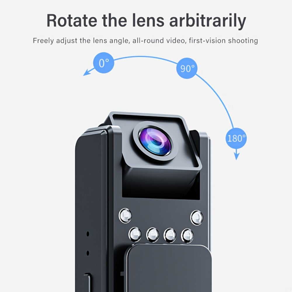 HD Night Vision Body Camera Portable Clip-On Wearable Sports Action Cam with Wide Angle Lens for an Everyday Personal Care Routine
