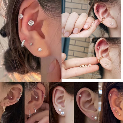 Ear Piercing Gun Kit 36pcs - 24 Stainless Steel Studs & 12 Crown-Shaped Earrings with Reusable Black Piercing Tool