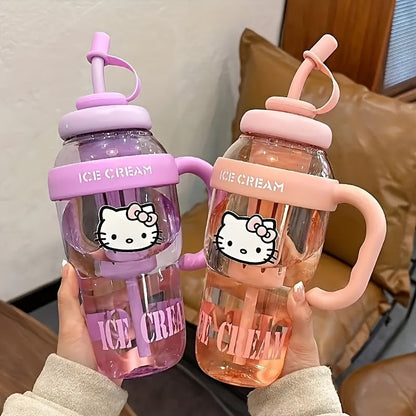 PPSU Straw Water Bottle with Hello Kitty Design – BPA-Free, Large Capacity, Drop-Resistant & Leak-Proof, Easy-Carry Handle