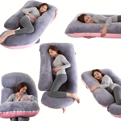 Pregnancy Pillow J-Shape 60 Inch Full Body Maternity Pillow with Velvet Cover for Entryways, Bedrooms and Living Spaces