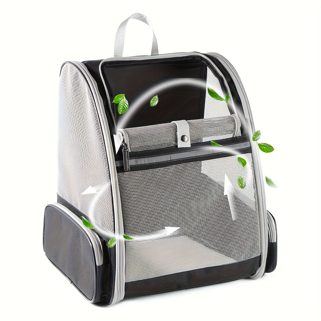 Pet Carrier Backpack for Cats and Dogs, Breathable Mesh Ventilation Transparent Window Foldable Travel Bag with Chest Buckle Removable Mat