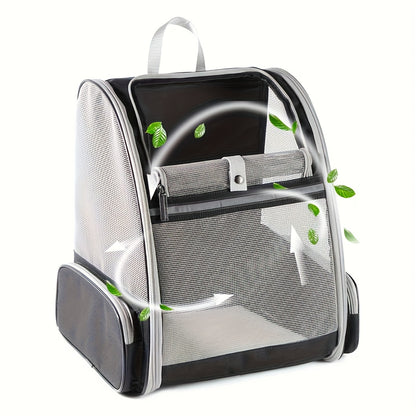 Pet Carrier Backpack for Cats and Dogs, Breathable Mesh Ventilation Transparent Window Foldable Travel Bag with Chest Buckle Removable Mat