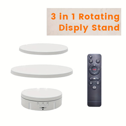 JANCHUN 3-in-1 360° Rotating Display Stand for Epoxy Glitter Tumbler, 5.74"/7.08"/8.06" Sizes, Remote Control