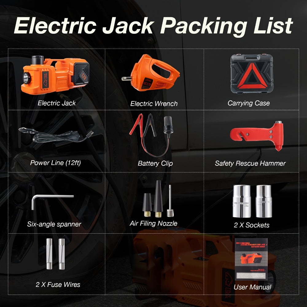 5 Ton Electric Hydraulic Car Jack with Built-in Air Pump – Portable Car Lift for SUV MPV Truck, Tire Replacement & Emergency Roadside Use