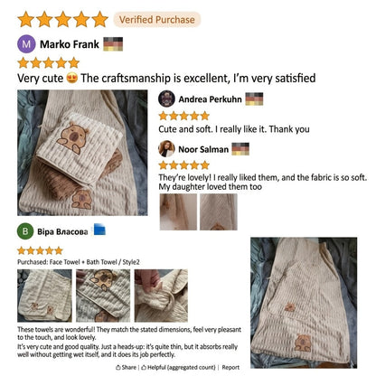 Towel Set 2 Piece Capybara Coral Fleece Face Towel and Bath Sheet in Four Printed Styles for Home and Guest Use