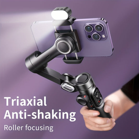 AOCHUAN Smart XE 3-Axis Phone Gimbal Stabilizer with AI Face Tracking & RGB Fill Light, Foldable Handheld Stabilizer