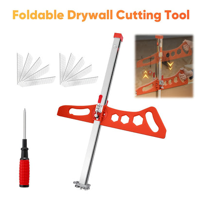 Drywall Scoring Knife 23-Wheel Foldable Gypsum Board Cutter with Adjustable Guide & Handle