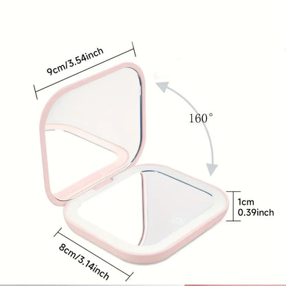 Foldable LED Makeup Mirror Double-Sided 1X 2X Magnification – Handheld Lighted Mirror, for Makeup, Travel and Everyday Vanity Use