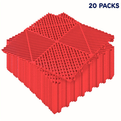 Interlocking Garage Floor Tiles 20-Pack – 16"x16" Drainage Floor Mat, Non-Slip PP Tiles for Garage, Car Wash