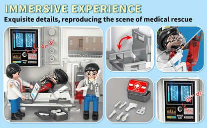 Ambulance Toy Playset for Kids Ages 3-8, Realistic Friction-Powered Emergency Vehicle with Flashing Lights & Siren Sound