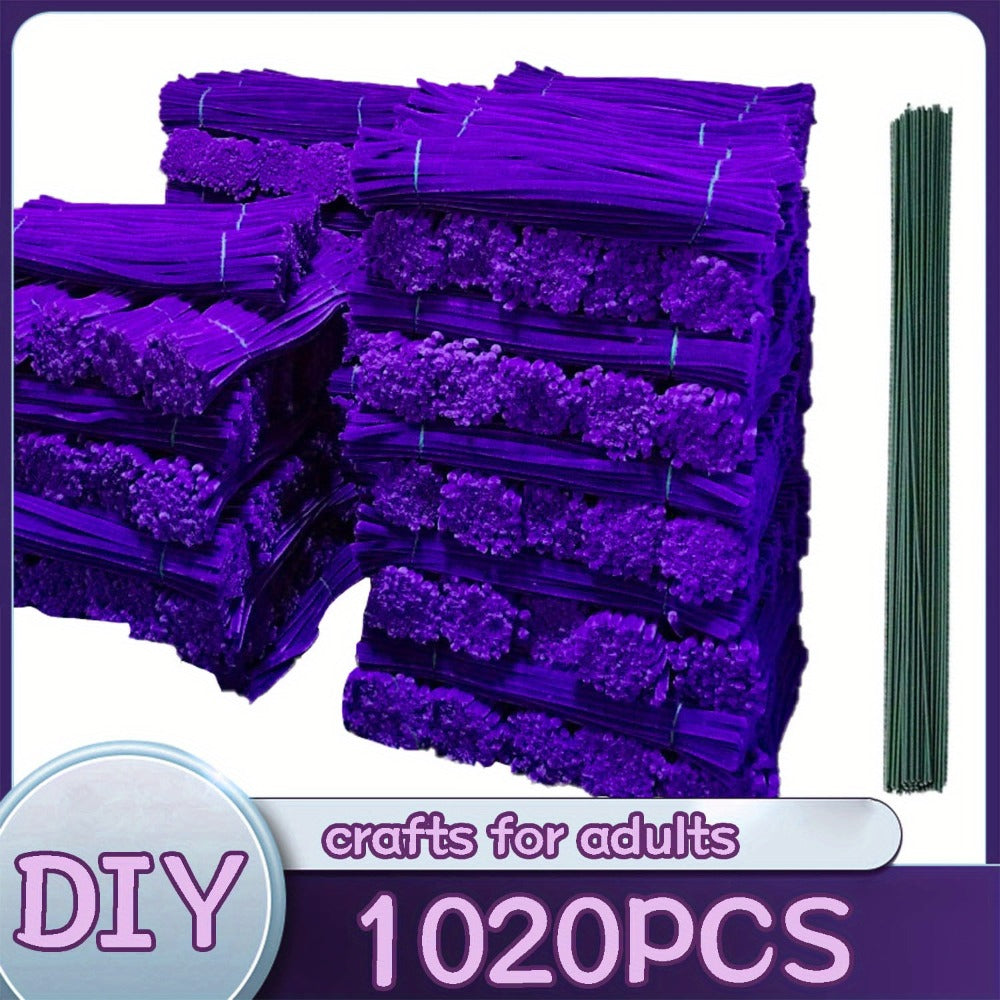 Pipe Cleaners 1020pcs Chenille Stems 20 Colors, Upgraded Thick Fuzzy Sticks with Patterned Rods for Kids Adults Teachers