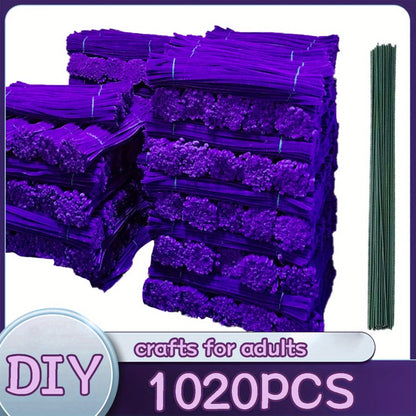 Pipe Cleaners 1020pcs Chenille Stems 20 Colors, Upgraded Thick Fuzzy Sticks with Patterned Rods for Kids Adults Teachers