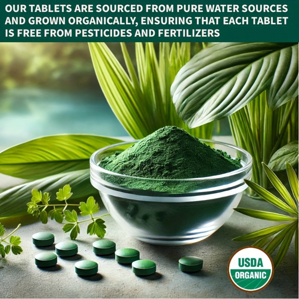 Organic Chlorella & Spirulina Tablets 720 Count, 4 Month Supply, 50/50 Superfood Blend, Cracked Cell Wall