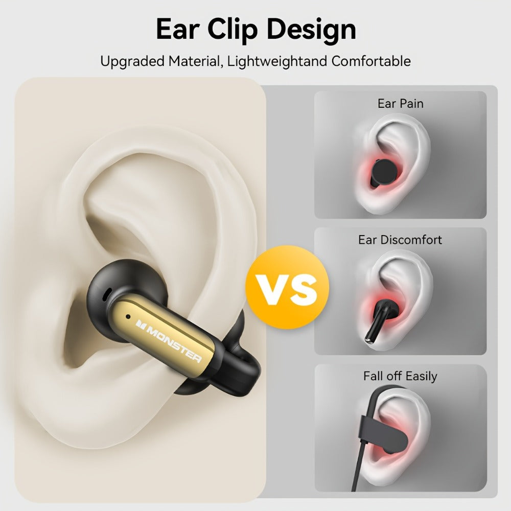 Open-Back Clip-On Wireless Earbuds Environmental Noise Cancellation Touch Control Wireless for an Everyday Personal Care Routine