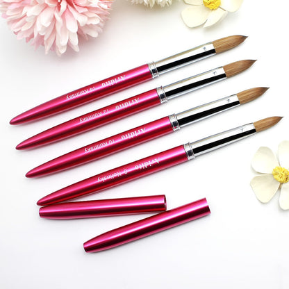 Kolinsky Acrylic Nail Brush Set 100% Pure Kolinsky Hair Flat Shape Sizes #10 #12 #14 – Professional Nail Art Sculpting Extension Brush