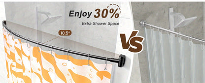 Curved Shower Curtain Rod Adjustable 43-72 Inch - Aluminum Tension Mount No Drilling Extra Space Shower Rod for Bathtub Stall
