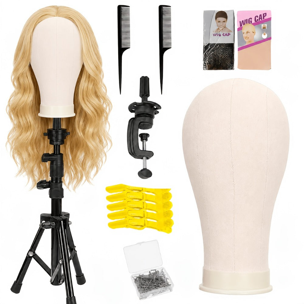 Mannequin Head with Adjustable Wig Stand Set 22 Inch Reinforced Manikin Head for Wig Styling Cosmetology Practice Salon Display Pink Black
