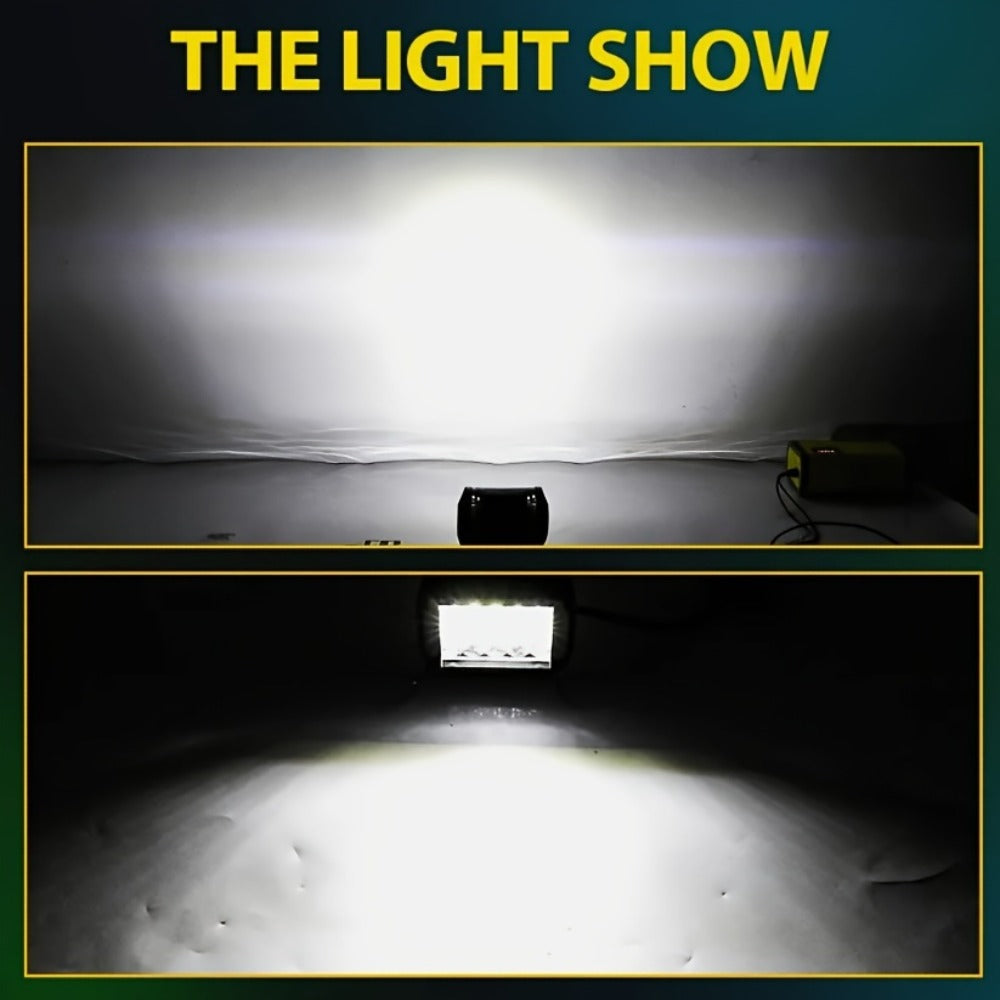 Off-Road LED Light Bar Kit 2x10 Inch Bar + 4x4 Inch Spot Lights – High-Intensity Driving Lights for Jeep Truck SUV Car 4x4 Off-Road