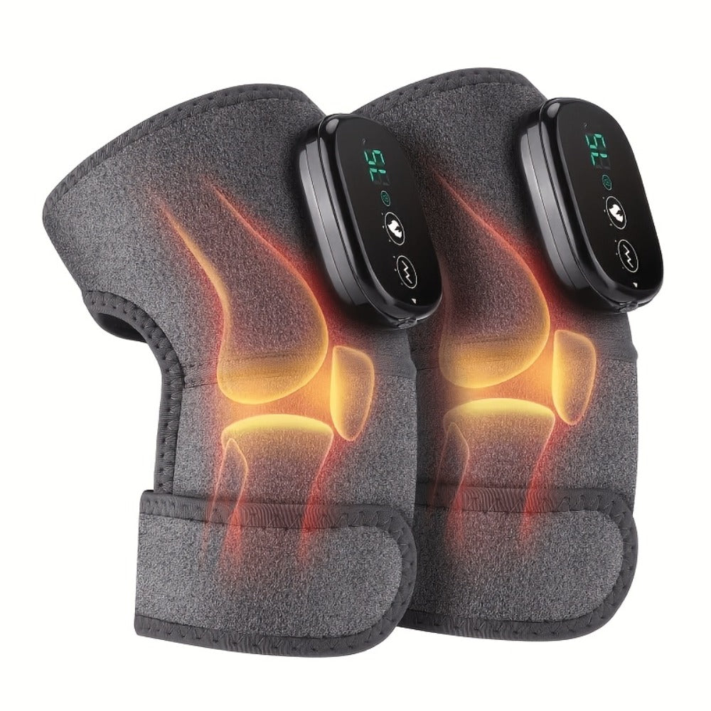 Knee Massager with Heat and Vibration, 3-in-1 Wireless Joint Massager for Knees, Shoulders & Elbows