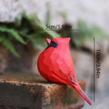 Cardinal Bird Statues Handmade Wood Carving 2pcs - Painted Decorative Bird Figurines for Home for Entryways, Bedrooms and Living Spaces