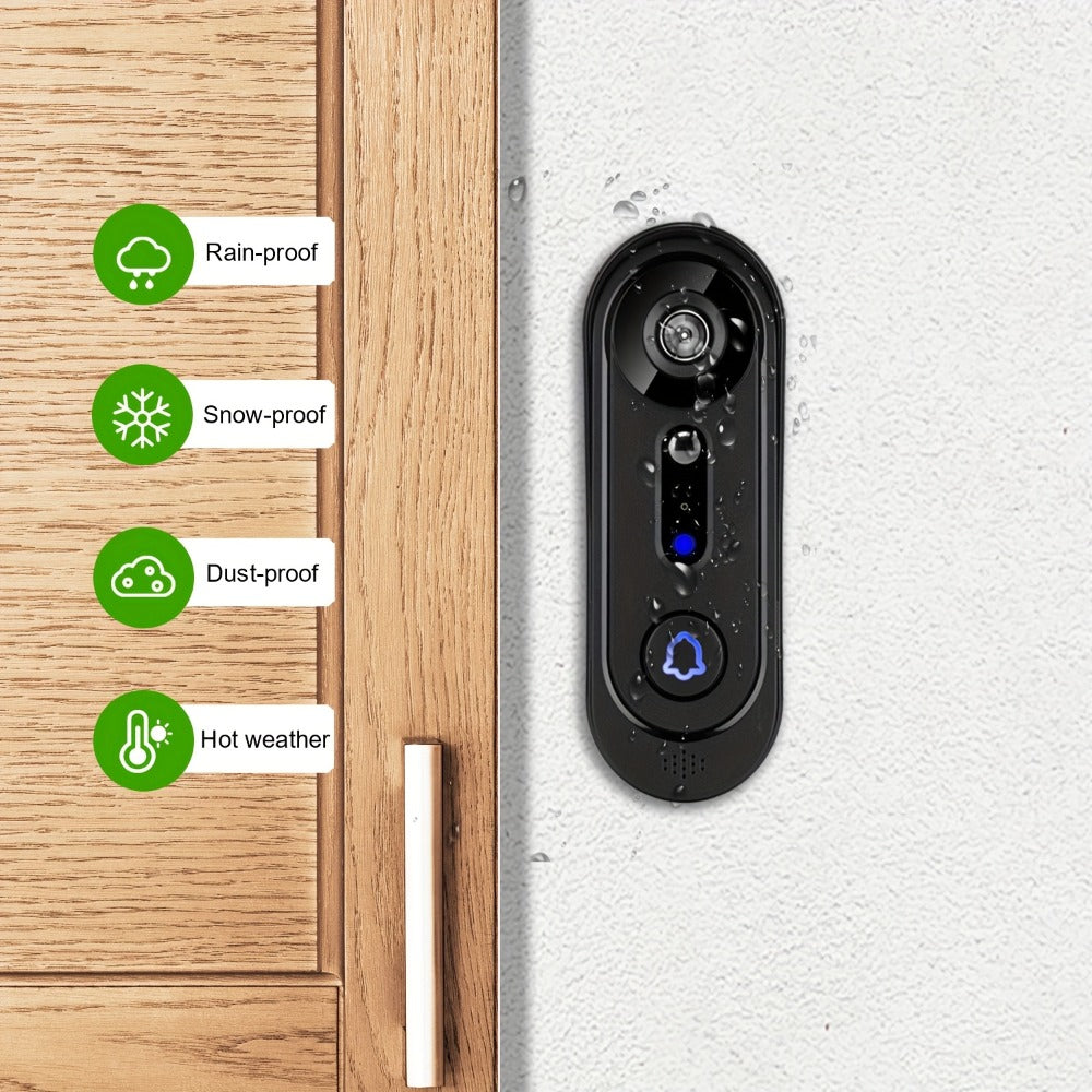 Wireless Video Doorbell Camera 1080P HD Night Vision Motion Detection Two-Way Audio Battery Powered Indoor Chime Cloud Storage Smart Home