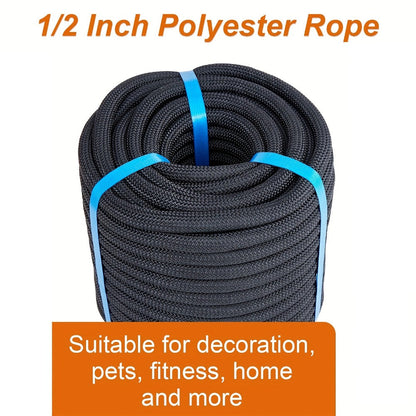 Double Braided Nylon Rope 1/2 Inch Polyester, 100ft 150ft 200ft Multi-Color for Anchoring Towing Cargo Sailing Dock Lines & Outdoor Use