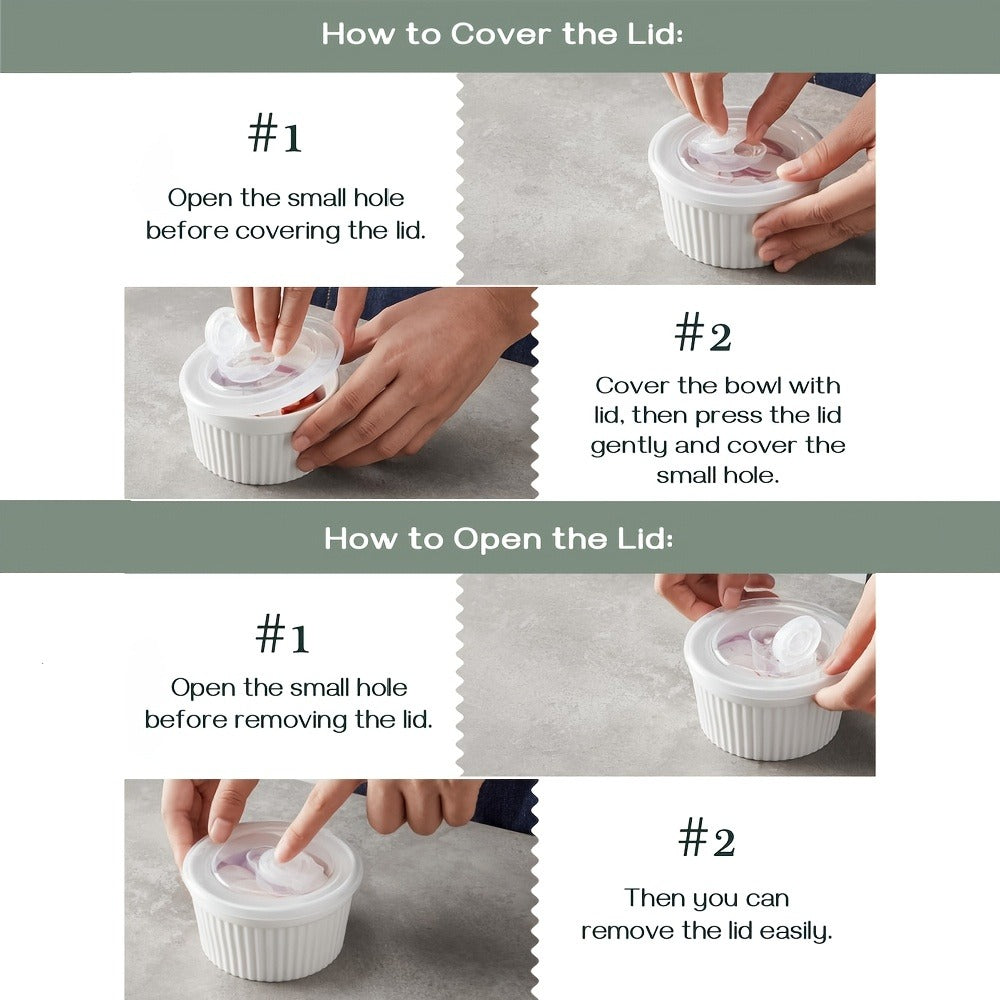 Souffle Dishes Set of 6 Porcelain Ramekins with Lids 8oz Creme Brulee Cups Custard Cups for Entryways, Bedrooms and Living Spaces