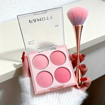 Blush Palette with Brushes Set 4-in-1 – Low Saturation Matte Powder Soft Gradient Finish, Buildable Coverage for Cheeks & Eyes