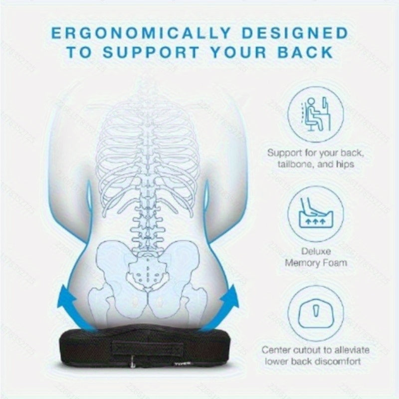 Car Seat Cushion & Lumbar Support Set – Memory Foam Driver Booster Pad for Car & Office Chair, 5 Colors