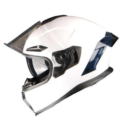 Motorcycle Helmet Full-Face Dual-Visor Shell with Clear Outer Shield, Smoked Inner Visor, Nine Colors and S-XL Sizes
