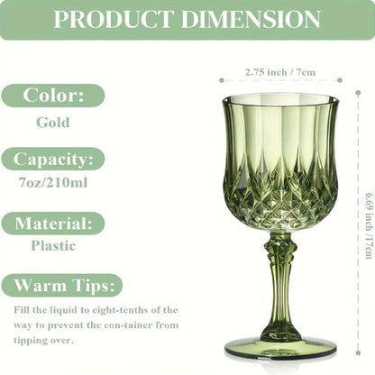 Plastic Wine Glasses 24 Pack – Colorful Shatterproof Goblets for Parties, Weddings & Events – Reusable Vintage-Style Stemmed Cups