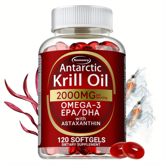 Antarctic Krill Oil 2000mg Softgels 120 Count with Astaxanthin EPA & DHA for Bath Time, Home Spa and Personal Care