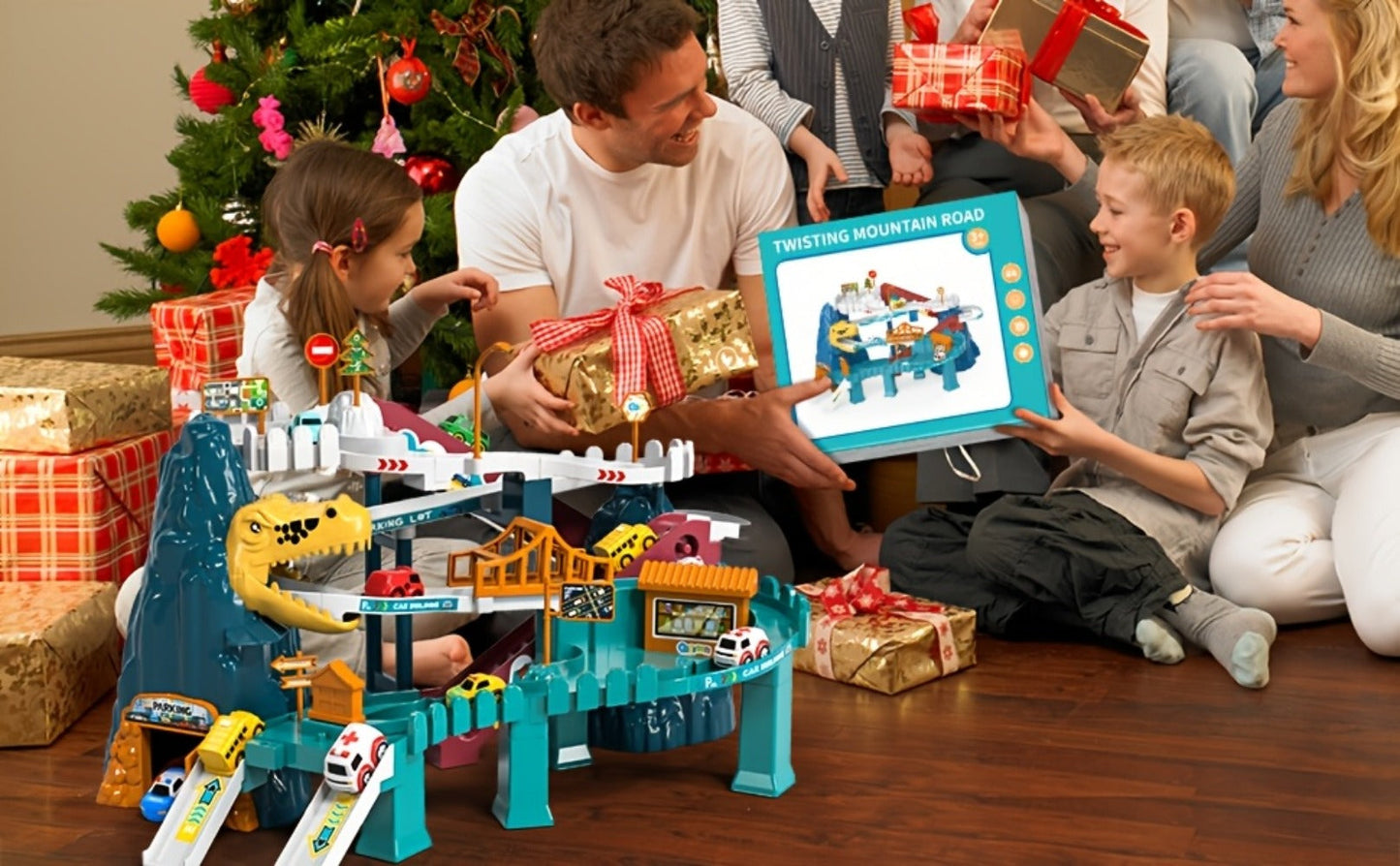 Dinosaur Race Track Toy Set for Kids with 10 Mini Cars & Ramp Launcher with the Listed Color, Size or Set Options for Everyday Use