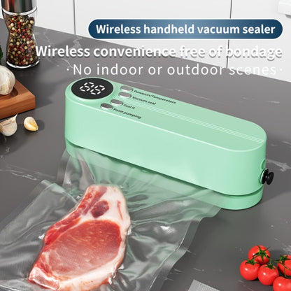 Compact Rechargeable Bag Vacuum Sealer with Digital Display, One-Touch Controls and Beige or Green Finish