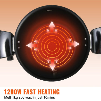 Wax Melter for Candle Making 5.5L Large Electric Wax Melting Pot with Easy Pour Spout, 1200W Fast Heating