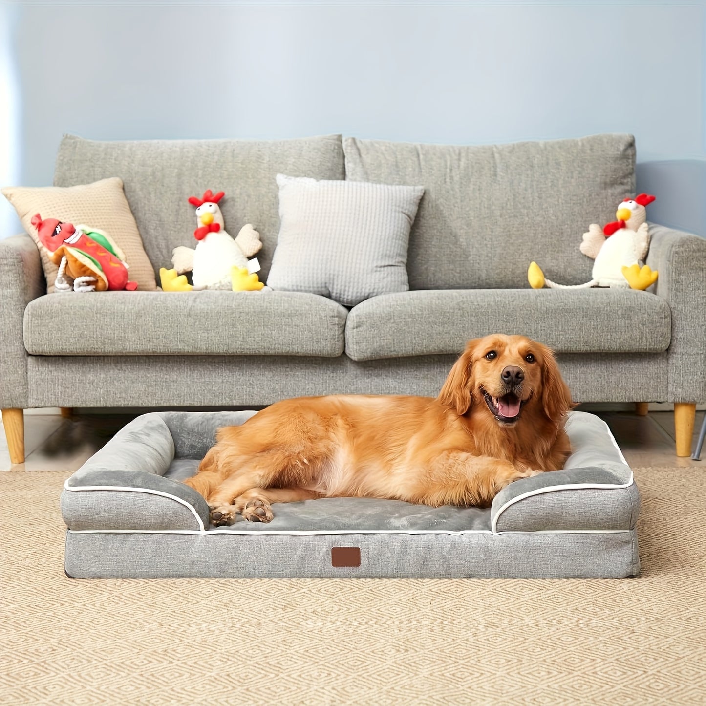 Large Dog Bed with Removable Washable Cover & Nonskid Bottom – Plush Dog Couch Sofa Bed for Extra Large Dogs and Cats, Soft Comfort Pet Bed
