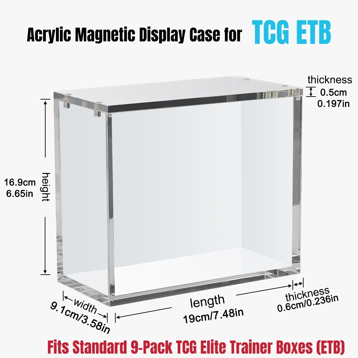 Pokemon Acrylic Display Case with UV Protection, 6MM Thick Crystal Clear Case for Booster Box & Elite Trainer Box