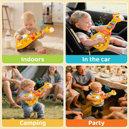 Giraffe Guitar Toy Baby 12 Months with Piano Keys, Animal Sounds & Flashing with the Listed Color, Size or Set Options for Everyday Use