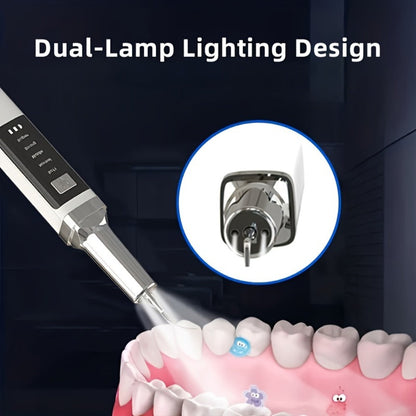 Electric Teeth Cleaner Kit with 2 LED Lights & Mirror, 5 Adjustable Modes, 2 Replaceable Heads