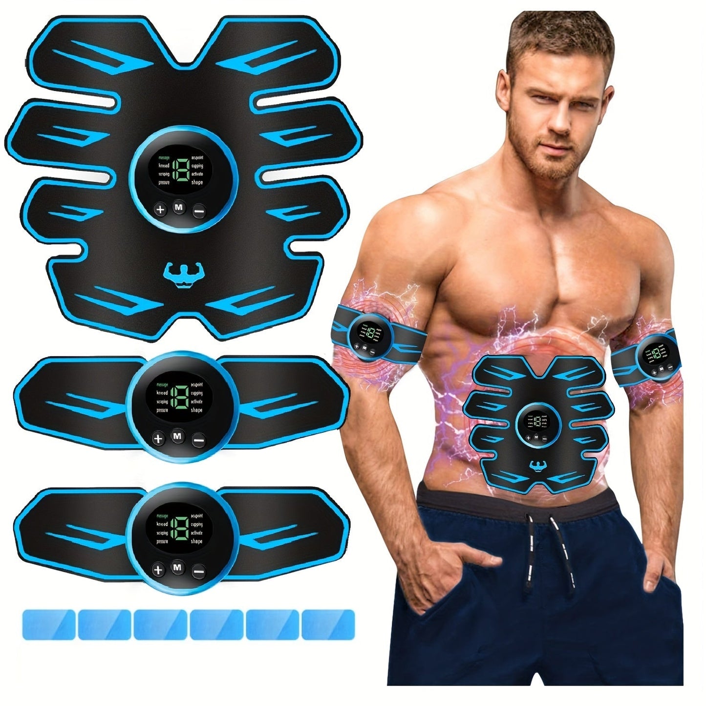 Fitness Equipment EMS Abdominal Pad Set with Digital Controllers and Blue or Orange Accent Options