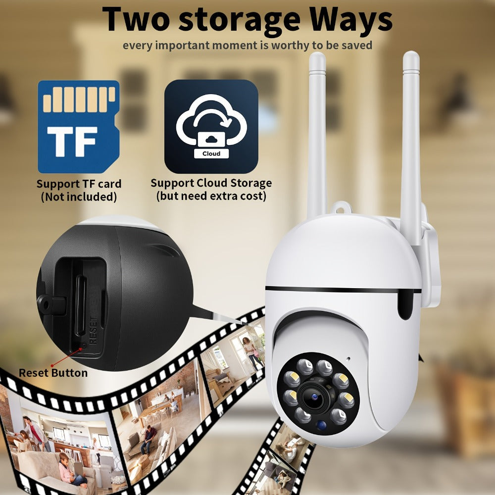 PTZ Dome Security Camera 1080P WiFi 2-Pack Outdoor Indoor, AI Auto Tracking, 360° Pan Tilt, Color Night Vision